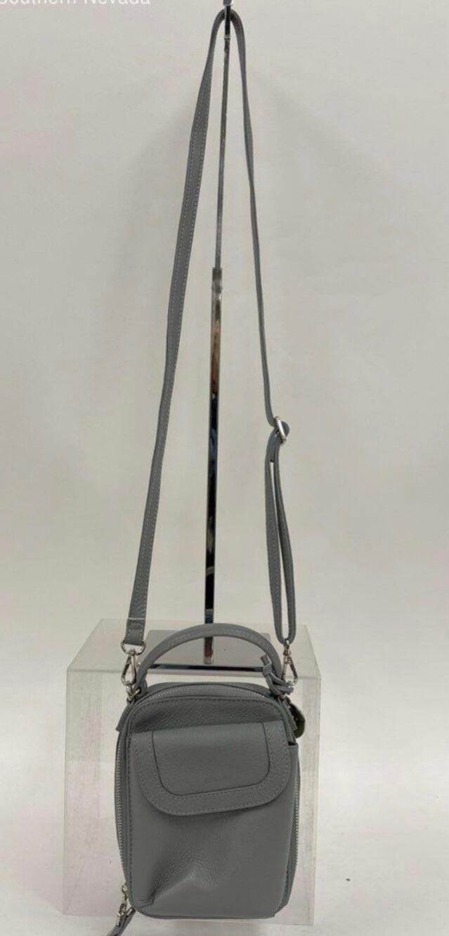 MINOOY GRAY APHRODITE LEATHER PHONE CROSSBODY BAG